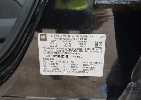 2022 Buick Envision Avenir from USA, damaged, VIN LRBFZRR45ND087368
